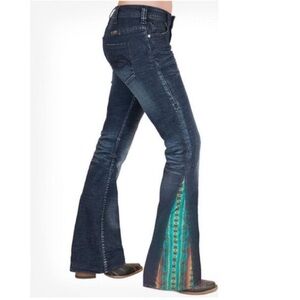 Cowgirl Tuff 'Aztec Flare' Mid Rise Flare Jean  - 25x35